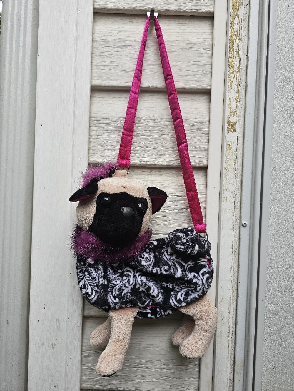 Pug Damask 3D Plush Purse Bag Furry Couture Floppy Soft Y2k 2000s Douglas Toys